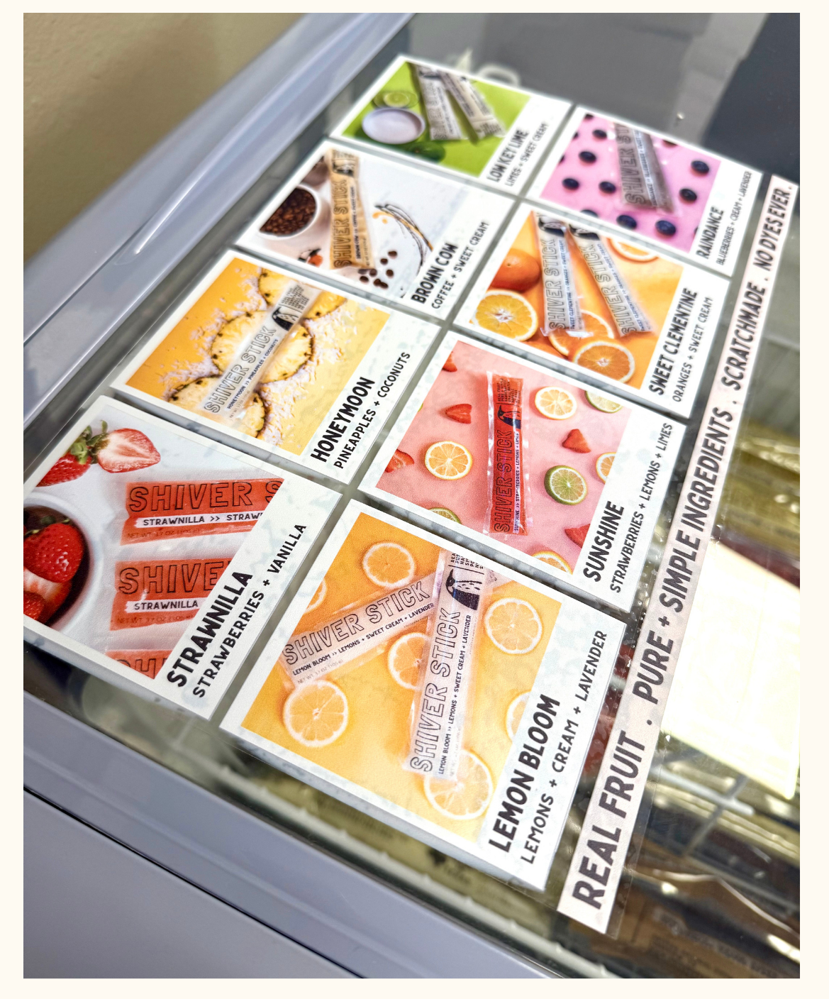 ShiverSticks flavor window cling for freezer glass and storefront windows