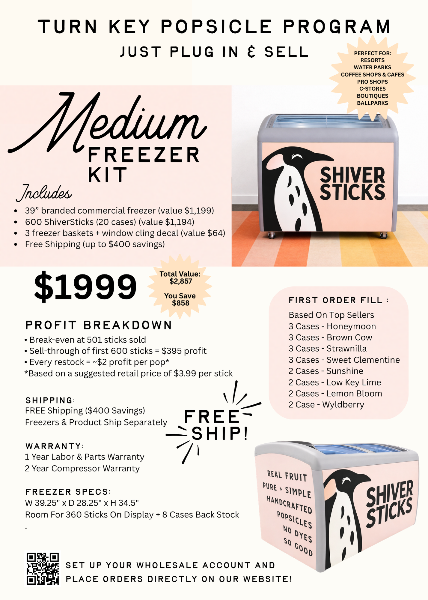 ShiverSticks branded freezer – interior view